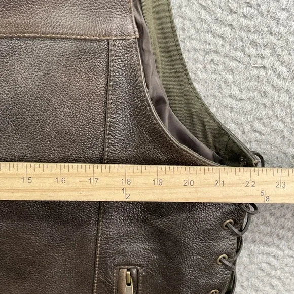 First Classics Leather Vest Men's XL Brown Moto Biker USA Y2K Grunge Western 90s - Picture 4 of 9